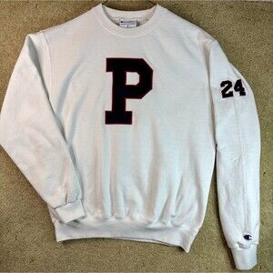 Champion Classic White Sweatshirt Embroidered “P” (Penn?) and “24” Medium READ
